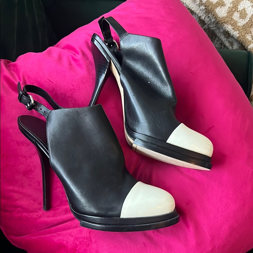 Alexander Wang Black and White Slingback Heels